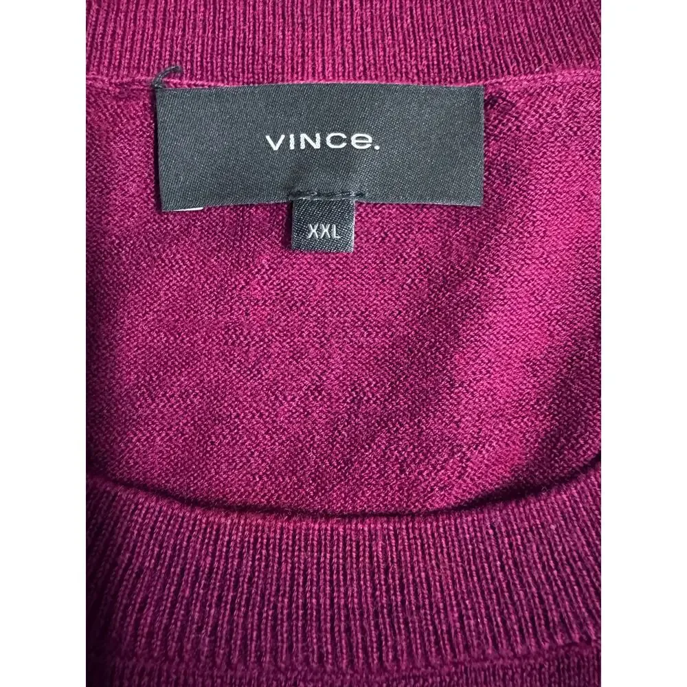 Vince Merino Wool Knit Sweater Burgundy Minimalist Quiet Luxury office wear XXL